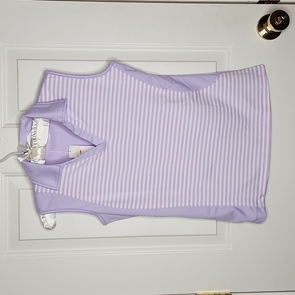 Monterey Club Sleeveless Lavender White Stripe Polo Size S NWT - Picture 9 of 16